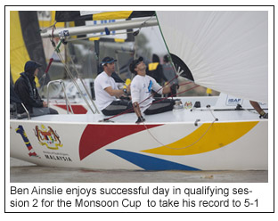 Ben Ainslie enjoys successful day in qualifying session 2 for the Monsoon Cup  to take his record to 5-1